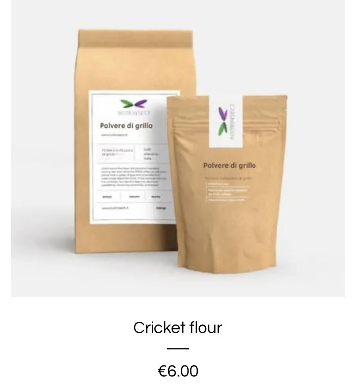 [서울=뉴시스] 이탈리아 정부가 '식용 곤충 가루' 판매를 최초로 허용했다고 지난달 31일(현지 시간) 가디언이 보도했다. 사진은 이탈리아 곤충 회사 뉴트린섹트(Nutrinsect)에서 판매하는 귀뚜라미 가루. (사진=뉴트린섹트 공식 홈페이지) 2024.02.01. *재판매 및 DB 금지
