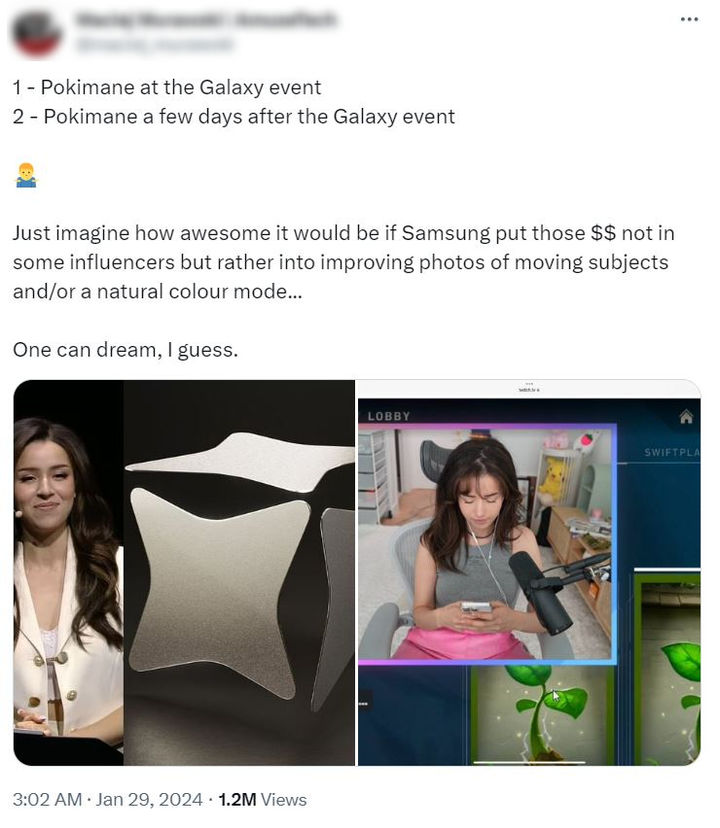 엑스 이용자가 갤럭시S24 성능을 극찬하던 포키메인과 일상에서 아이폰을 사용하는 포키메인의 대비된 모습을 짚었다. (사진=엑스 캡처) *재판매 및 DB 금지