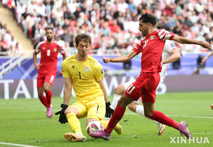 [도하=AP/뉴시스]요르단, 타지키스탄 꺾고 아시안컵 4강행. 2024.02.02.