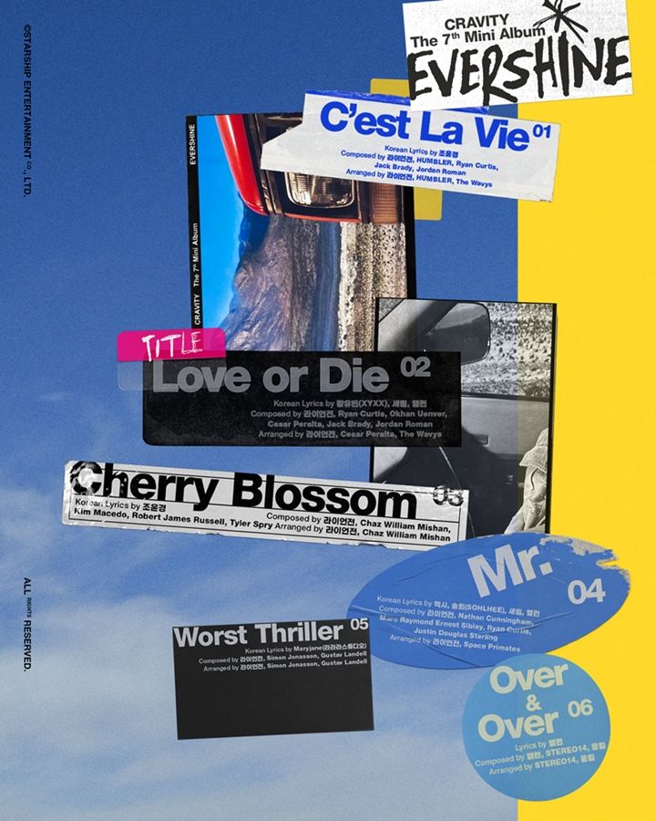 [서울=뉴시스] 그룹 '크래비티' 신보 '에버샤인' 트랙리스트. (사진=스타쉽엔터테인먼트 제공) 2024.02.07. photo@newsis.com *재판매 및 DB 금지