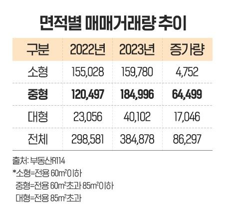 면적별 매매거래량(자료 제공=부동산R114) *재판매 및 DB 금지