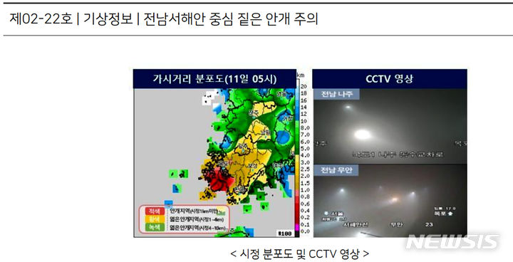 [광주=뉴시스] 광주·전남지역 시정분포도. (사진=기상청 홈페이지 갈무리). photo@newsis.com *재판매 및 DB 금지