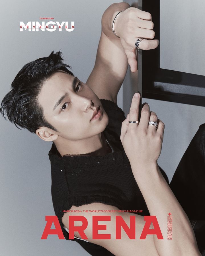 [서울=뉴시스] 그룹 '세븐틴' 민규가 패션 매거진 '아레나 옴므 플러스' 3월호 표지를 장식했다. (사진=플레디스 엔터테인먼트 제공) 2024.02.15. photo@newsis.com *재판매 및 DB 금지