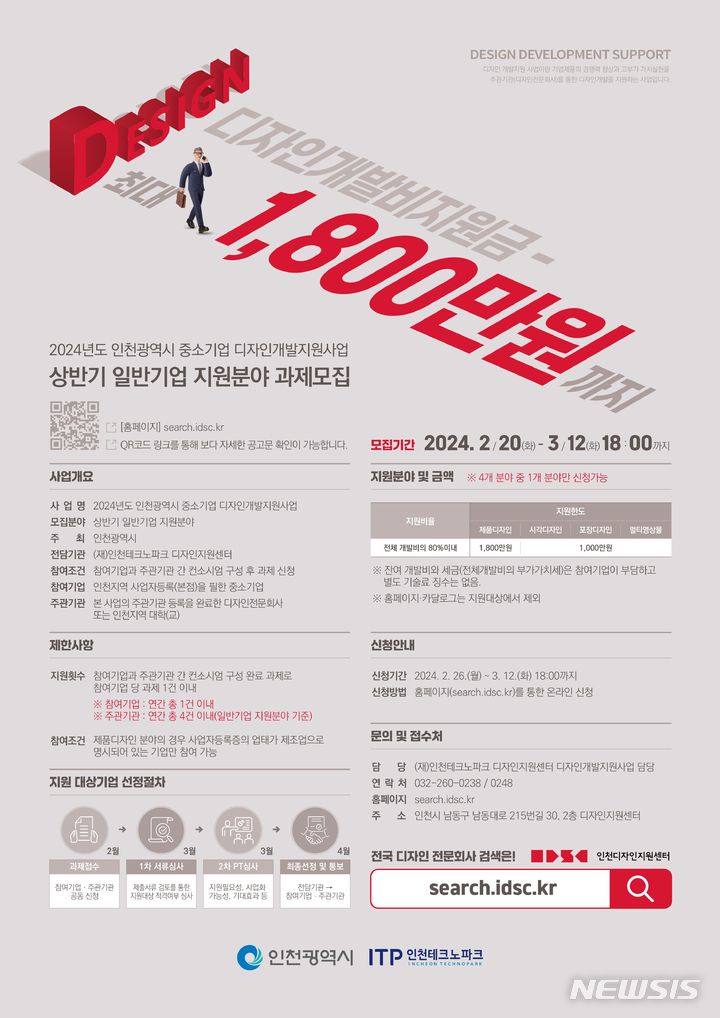 인천TP·인천시, 올해도 중소기업 디자인 개발비 지원