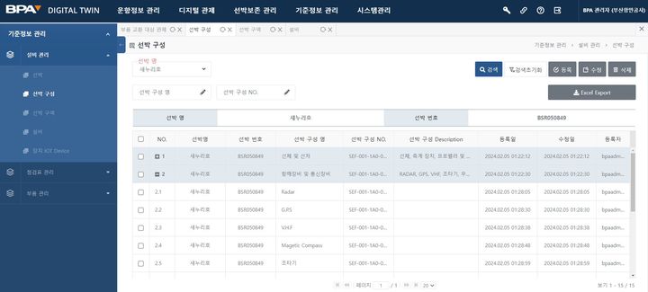 [부산=뉴시스]선박 구성현황을 보여주는 디지털트윈 기반 항만안내선 종합관리시스템 화면 (그림=BPA 제공) 2024.02.22. photo@newsis.com *재판매 및 DB 금지