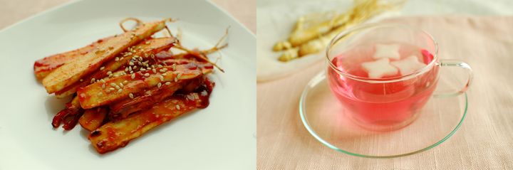 [세종=뉴시스] 인삼고추장구이(왼쪽)와 인삼오미자차. (사진=농촌진흥청 제공) *재판매 및 DB 금지