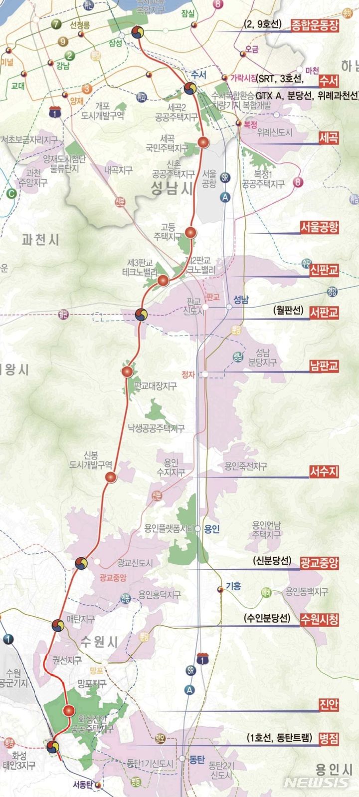 [성남=뉴시스] 3호선 연장 노선도(사진=성남시 제공) 2024.02.28.photo@newsis.com *재판매 및 DB 금지