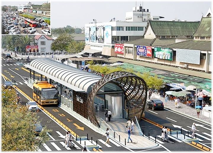 [제주=뉴시스] 주특별자치도가 오는 2032년까지 제주시 지역내 인구가 집중된 3대 권역을 잇는 간선급행버스체계(BRT) 고급화 사업을 추진하며 도입할 예정인 섬식 정류장. (사진=제주도 제공) 2024.03.25. photo@newsis.com *재판매 및 DB 금지