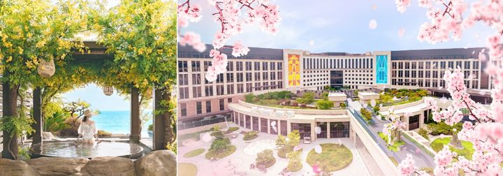 (왼쪽부터)파라다이스 호텔 부산 '씨메르' 스프링 가든 스파와 파라다이스시티 전경. (사진=파라다이스 호텔앤리조트 제공) *재판매 및 DB 금지