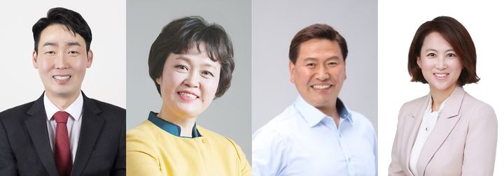 [청주=뉴시스] 충북 청주시의회의원 자선거구 후보. 왼쪽부터 국민의힘 김준석, 녹색정의당 홍청숙, 진보당 최은섭, 무소속 신수아 후보. photo@newsis.com *재판매 및 DB 금지