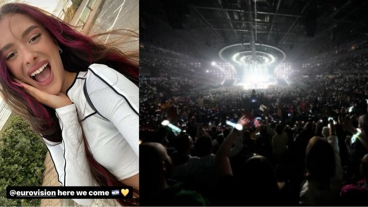 [리버풀=AP/뉴시스] 유럽 최대 음악 축제 유로비전이 출품곡 '10월의 비'(October Rain)의 전쟁 암시 가사를 수정한 이스라엘의 출전을 최종 승인했다고 7일(현지시간) BBC가 보도했다. 사진은 이스라엘 대표 에덴 골란(왼쪽)과 지난해 영국에서 열린 2023 유로비전 결승(오른쪽). (사진(왼쪽)=에덴 골란 공식 인스타그램) *재판매 및 DB 금지