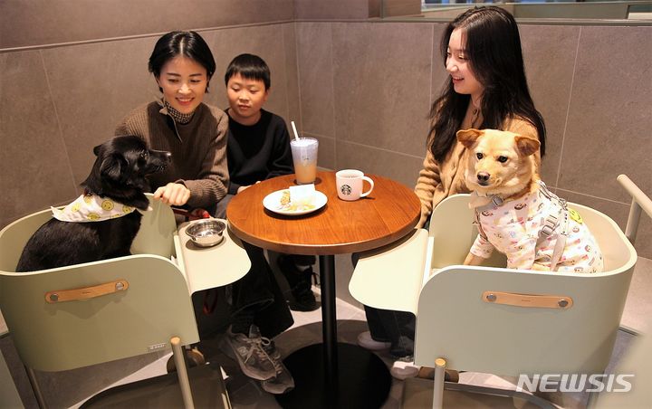 [서울=뉴시스] 지난 2024sus 3월 스타벅스 구리갈매DT점에서 반려견과 함께 즐기는 고객. (사진=스타벅스 코리아 제공) 2026.03.19. photo@newsis.com