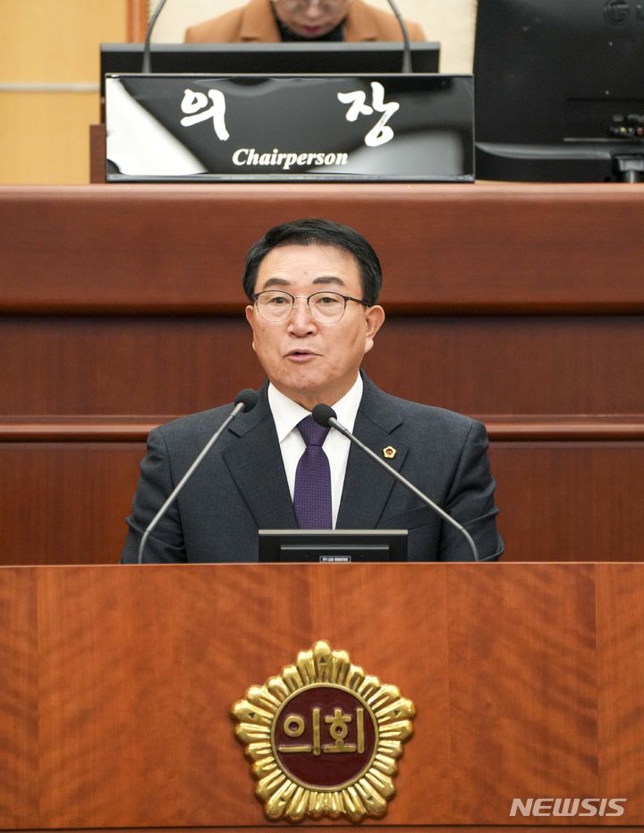 [전주=뉴시스] 강태창 전북도의원이 14일 제407회 임시회에서 5분 자유발언을 하고 있다. 2024.03.14 *재판매 및 DB 금지