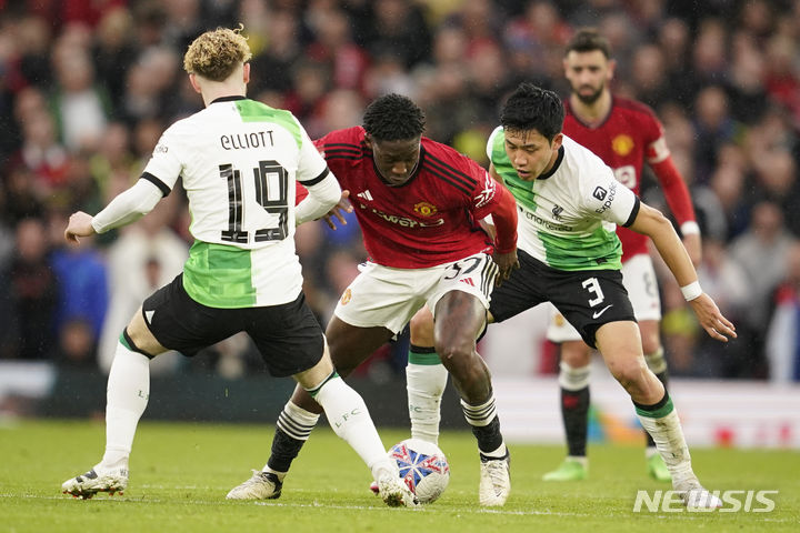 [맨체스터=AP/뉴시스] 잉글랜드 프로축구 프리미어리그(EPL) 맨체스터 유나이티드의 코비 마이누. 2024.03.17.