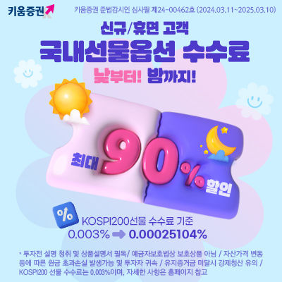 키움증권, 국내 선물·옵션 수수료 최대 90% 할인 이벤트