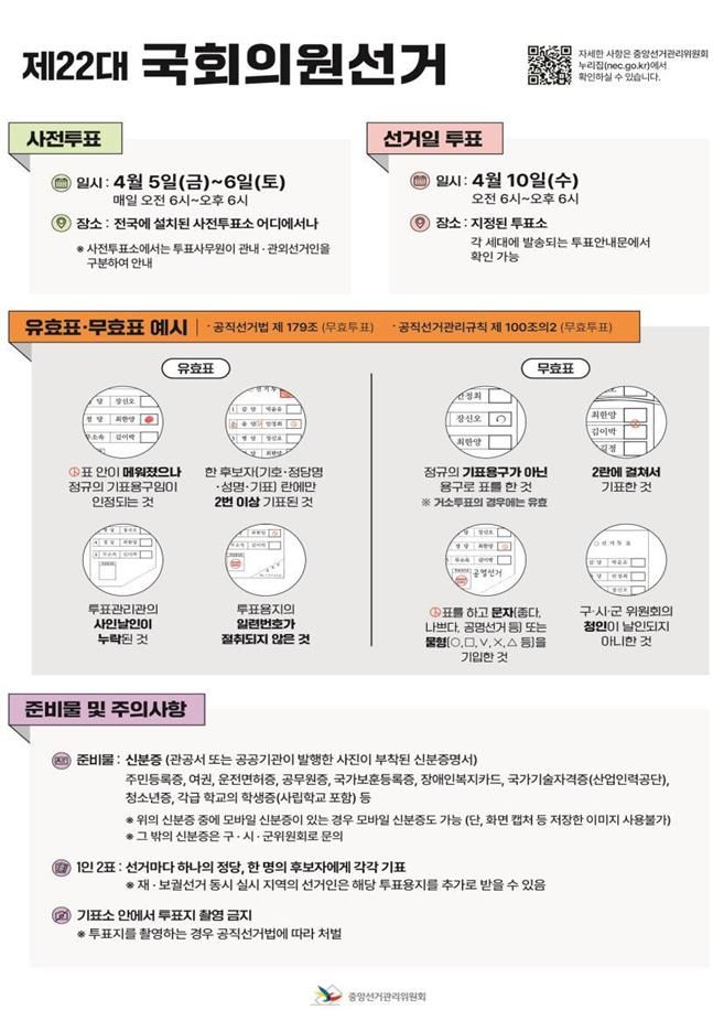 [대전=뉴시스]총선 및 대전 중구청 재선거 사무 일정 포스터. 2024. 03. 19  *재판매 및 DB 금지