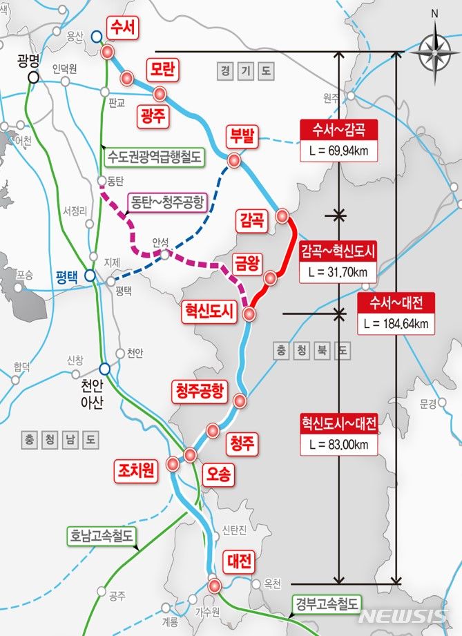 [음성=뉴시스] 제5차 국가철도망 구축계획 대안 노선