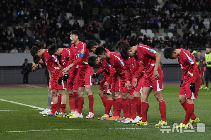 [도쿄=AP/뉴시스]북한 축구 2024.03.21.