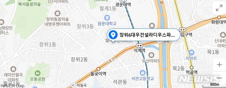 [서울=뉴시스] 장위6구역 위치도. (이미지=네이버지도 캡쳐)