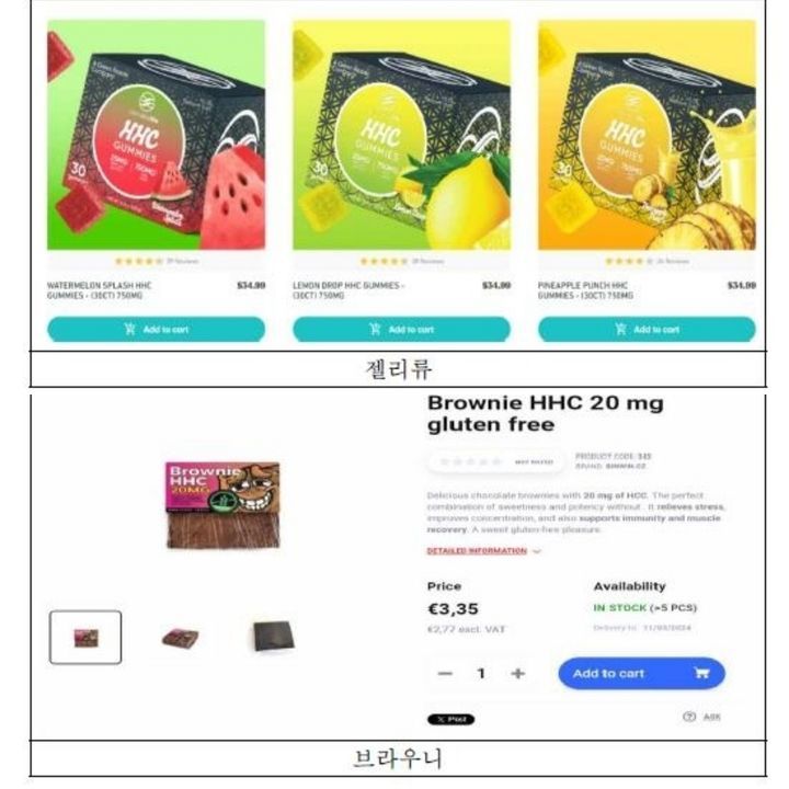[서울=뉴시스] 지난 25일 식품의약품안전처는 해외에서 대마, 대마 유사성분이 함유된 젤리나 사탕 등의 남용 사례가 늘어 이를 예방하기 위해 ‘에이치에이치시-오-아세테이트’를 국내 반입차단 대상 원료‧성분으로 새롭게 지정‧공고한다고 밝혔다. (사진= 식약처 제공) 2024.3.26. photo@newsis.com *재판매 및 DB 금지