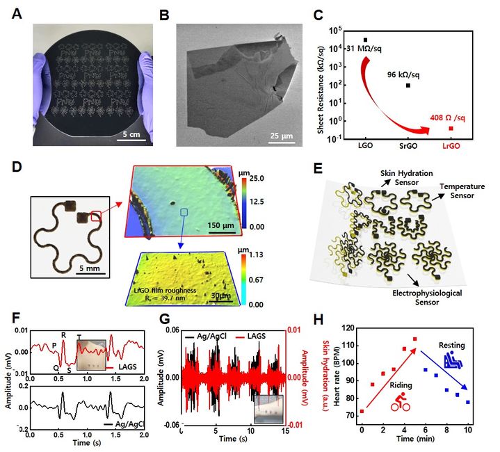 [부산=뉴시스] 레이저 패터닝 기반 용액공정으로 제작된 생체 모니터링 유연전자소자. (사진=부산대 제공) *재판매 및 DB 금지