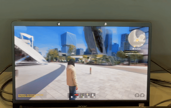 [서울=뉴시스] 김민성 기자 = 28일 서울 송파구 롯데월드타워 내 신사업 전시관에 소개된 롯데이노베이트의 '칼리버스(CALIVERSE)' 모습. 2024.03.28. *재판매 및 DB 금지