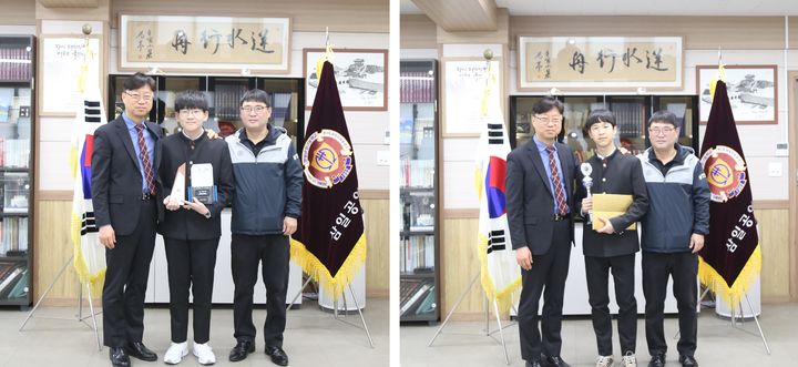 [수원=뉴시스] 국제 로봇 대회에 국가대표로 나서는 삼일공업고등학교 로봇설계과 유기태·이용재 학생. (사진=삼일공업고등학교 제공) 2024.3.29. photo@newsis.com *재판매 및 DB 금지