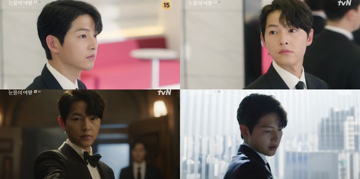 [서울=뉴시스] 배우 송중기가 지난달 31일 방송된 tvN 토일극 '눈물의 여왕'에 특별출연했다. (사진=tvN '눈물의 여왕' 제공) 2024.04.01. photo@newsis.com *재판매 및 DB 금지