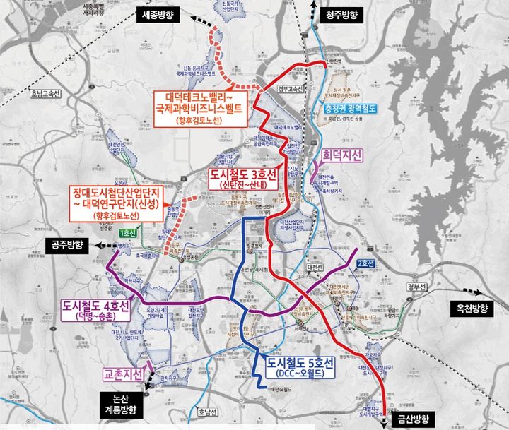 [대전=뉴시스]대전도시철도망 구축 노선(3,4,5,호선) 2024. 04. 01 *재판매 및 DB 금지