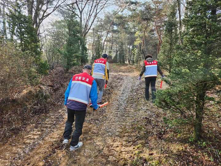 임실군의 산림 내 불법행위 특별기동단속반이 관내 산림지역을 순찰하고 있다. *재판매 및 DB 금지