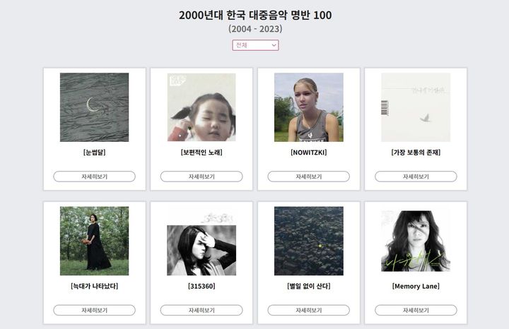 [서울=뉴시스] '2000년대 한국대중음악 명반 100장'. (사진 = EBS '스페이스 공감' 홈페이지 캡처) 2024.04.01. photo@newsis.com *재판매 및 DB 금지