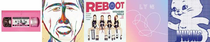[서울=뉴시스] 왼쪽부터 '에프엑스(f(x))'의 정규 2집 '핑크 테이프(Pink Tape)'(2013), '샤이니(SHINee)'의 정규 3집 합본 앨범 '더 미스콘셉션스 오브 어스(The misconceptions of us)'(2013), '원더걸스(Wonder Girls)'의 정규 3집 '리부트(REBOOT)'(2015), '방탄소년단'(BTS) 정규 3집 리패키지 '러브 유어셀프 결 '앤서'(LOVE YOURSELF 結 'Answer')'(2018), '뉴진스(NewJeans)'의 첫 EP '뉴 진스(New Jeans)'(2022). (사진 = SM, 빅히트 뮤직, JYP, 어도어 제공) 2024.04.02. photo@newsis.com *재판매 및 DB 금지