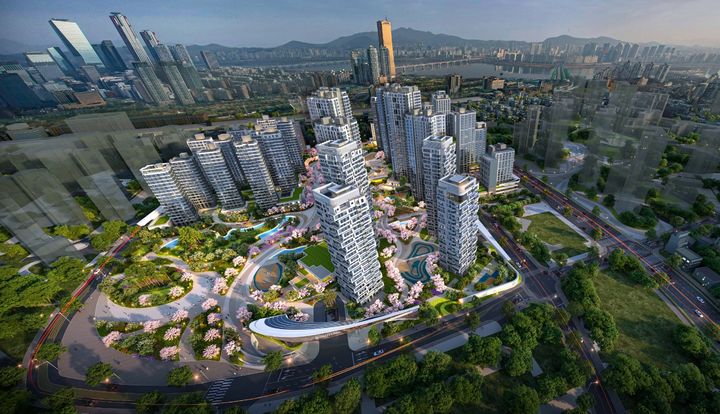 [서울=뉴시스] 노량진1구역 오티에르 동작 조감도. (사진=포스코이앤씨 제공) 2024.04.28. photo@newsis.com *재판매 및 DB 금지