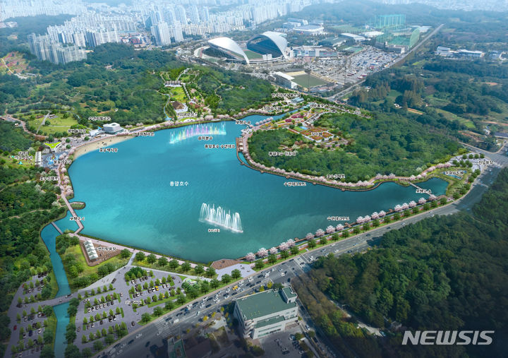 [광주=뉴시스] 광주 민간공원특례사업 중앙공원 1지구 풍암호수공원. (사진=빛고을중앙공원개발사 제공·뉴시스DB). photo@newsis.com *재판매 및 DB 금지