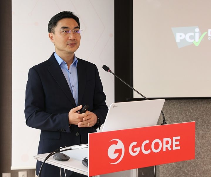 정현용 지코어 한국지사장이 4일 기자간담회에서 국내 데이터센터 개소를 주제로 발표하고 있다. (사진=지코어 제공) *재판매 및 DB 금지