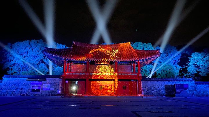 [부여=뉴시스] 부여군 국가유산 미디어아트. (사진= 부여군 제공) *재판매 및 DB 금지