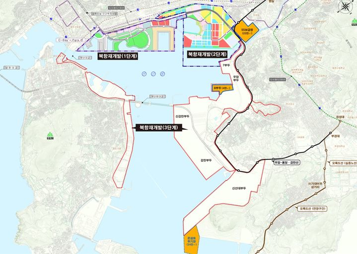 [부산=뉴시스] 북항 재개발 구역 1·2·3단계 위치도 (그림=부산시 제공) 2024.04.08. *재판매 및 DB 금지
