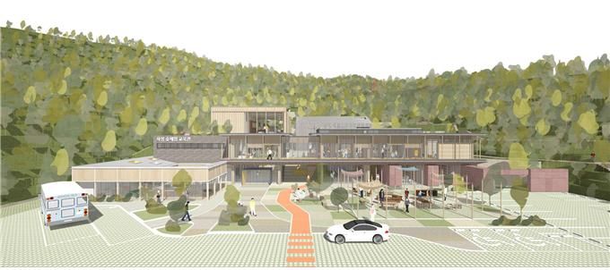 [부산=뉴시스] 부산시의 사상 어린이 숲체험교육관 설계공모에 최종 당선된 라라호호의 설계안(사진=부산시 제공) 2024.04.09. photo@newsis.com *재판매 및 DB 금지