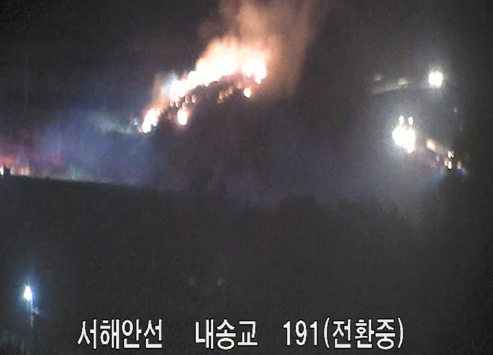 [보령=뉴시스] 14일 오후 10시 6분경 충남 보령시 남포면 달산리 산33에서 산불이 발생했다.(사진=산림청 제공) 2014.04.14. *재판매 및 DB 금지