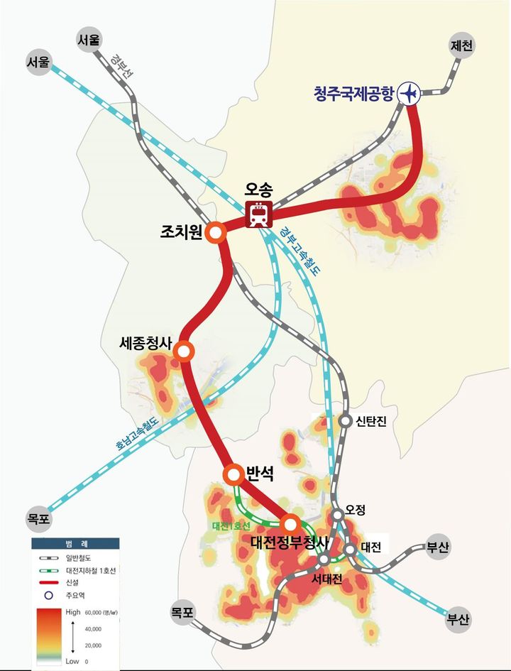 [청주=뉴시스] 충청권 광역급행철도(CTX) 노선도. (사진=충북도 제공) 2024.05.23. photo@newsis.com *재판매 및 DB 금지