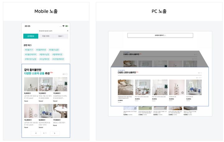 네이버가 17일(오늘)부터 스마트스토어, 브랜드스토어에 AiTEMS(에이아이템즈)를 활용한 추천 광고를 상품 상세 페이지 하단에 노출한다. PC는 최대 5개, 모바일은 최대 6개 광고가 노출된다.(사진=네이버 공지 갈무리) *재판매 및 DB 금지