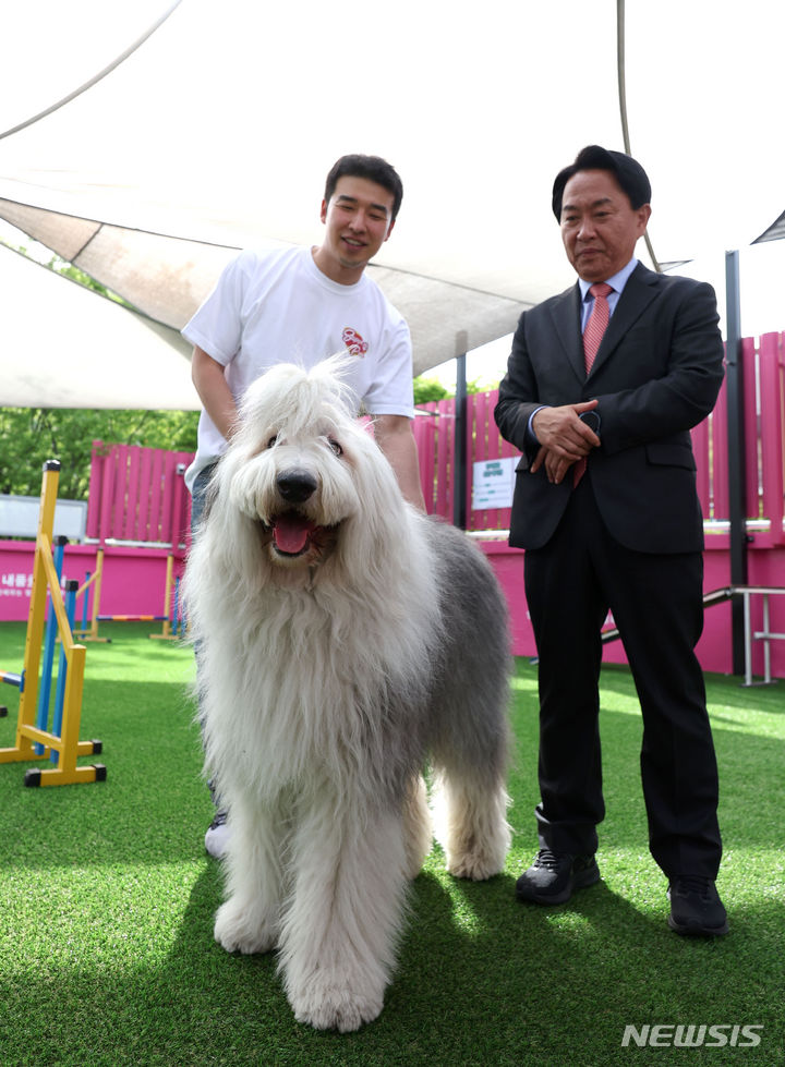 [서울=뉴시스] 김선웅 기자 = 이성헌 서대문구청장이 17일 서울 서대문구 소재 서대문 내품애(愛)센터를 방문한 견주와 이야기를 나누고 있다. 서대문 내품애(愛)센터는 성숙한 반려동물 양육 문화를 확산하기 위해 서대문구가 개소한 센터로서 유기견 보호실, 상담실, 놀이실, 목욕·미용실, 체험교육장, 실외놀이터 등으로 구성돼있다. 또한 유기동물 보호·입양 상담, 동물 문화교실, 동물 매개 치유 등 다양한 프로그램이 진행된다. 2024.04.17. mangusta@newsis.com
