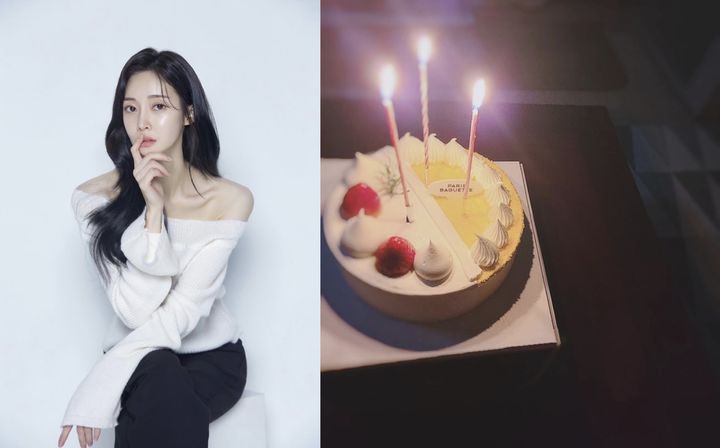 [서울=뉴시스] 그룹 '티아라' 출신 아름(왼쪽)이 지난 19일 자신의 인스타그램에 생일 케이크 사진을 올렸다. (사진=아름 인스타그램 캡처) 2024.04.20. photo@newsis.com *재판매 및 DB 금지