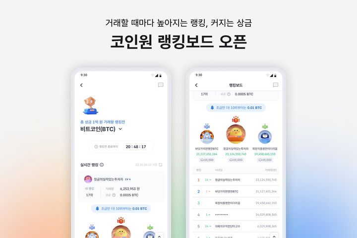 [서울=뉴시스] 코인원 랭킹보드 서비스 소개 이미지. (사진=코인원) 2024.04.22 *재판매 및 DB 금지