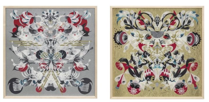 양혜규 〈봄 풍등 칠성무당 야상곡 – 황홀망恍惚網 #229〉 2024 Hanji on alu-dibond, framed 62 x 62 cm. (오른쪽) 양혜규 〈봄 항해 호랑거미 여명악 – 황홀망恍惚網 #216〉 2023 Hanji on alu-dibond, framed 62 x 62 cm Courtesy of the artist and Kukje Gallery 사진: 안천호 이미지 제공: 국제갤러리 *재판매 및 DB 금지