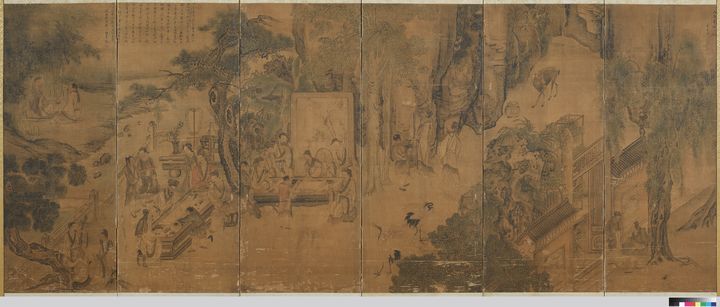 [서울=뉴시스] 김홍도 필 서원아집도 병풍 2024,04,25, photo@newsis.com *재판매 및 DB 금지