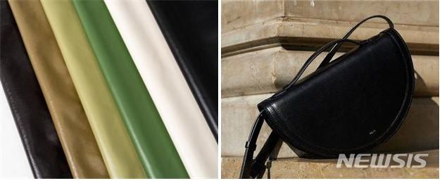 [세종=뉴시스]그린컨티뉴가 만든 선인장 가죽 원단과 선인장 가죽 가방의 모습.(사진=농식품부 제공)
