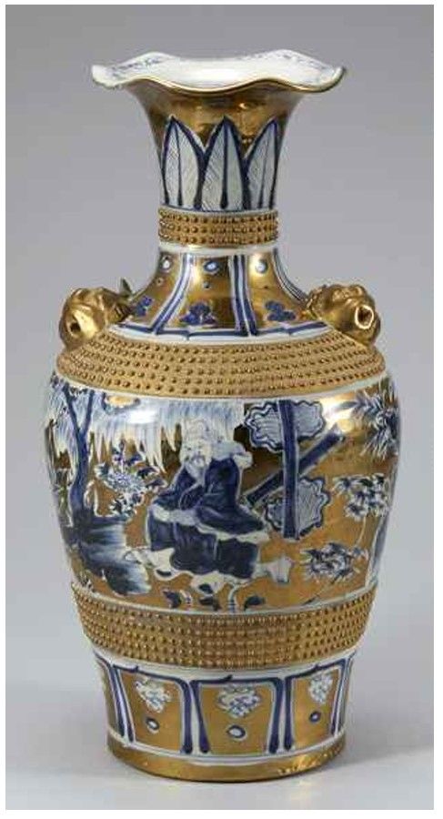 [서울=뉴시스] 원 금련천막부 청화 유금 인물문 화구병 (사진=다보성 갤러리 제공) 2024.04.29, photo@newsis.com *재판매 및 DB 금지