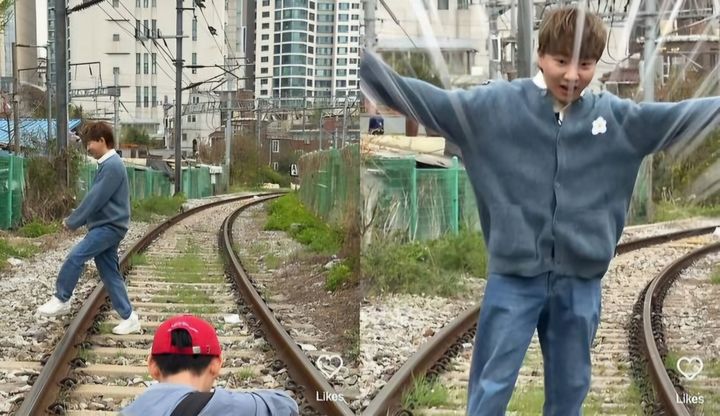 [서울=뉴시스]230만 유튜버 '도티'의 인스타그램에 철도 선로 위에서 촬영한 영상이 올라왔다 (사진=도티 인스타그램 캡처) 2024.5.2. photo@newsis.com *재판매 및 DB 금지