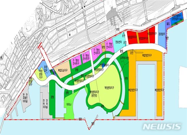 [서울=뉴시스] 부산항 북항 재개발 사업 토지 이용 계획도. (출처= 감사원 제공) 